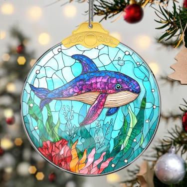 Imagem de Enfeites de Natal pendurados em cristal de baleia, enfeites de árvore de Natal feitos à mão, decoração de carro e casa - presentes de Natal, decoração de artesanato em acrílico, ideias de troca de