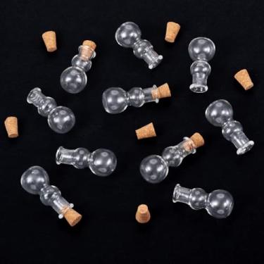 Imagem de 10 frascos de vidro de 3,25 x 1,55 cm (1,28 x 0,61 polegadas) Recipientes de contas com rolha de cortiça, garrafa de desejos para embalagem de armazenamento de contas, chaveiro faça você mesmo