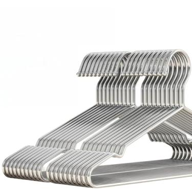 Imagem de Cabides Fortes Aço Inox: Proteja Suas Roupas e Organize Seu Guarda-Roupa (kit30)