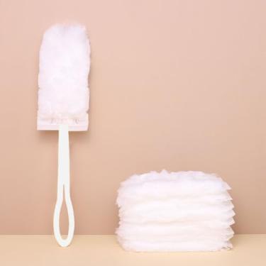 Imagem de 10 pçs refil de espanador, escova de remoção de poeira estática resistente espanadores descartáveis para limpeza de persianas de móveis, ferramentas de escova de limpeza, branco