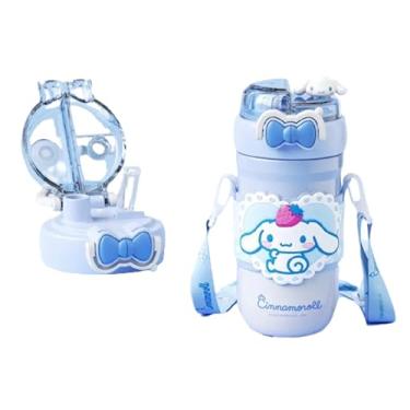 Imagem de Garrafa de água isolada de aço inoxidável Cinnamoroll (Bica e canudo) com alça de 520 ml