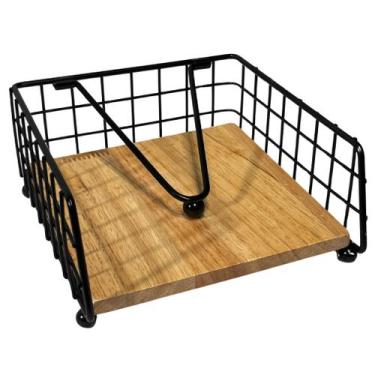 Imagem de Porta Guardanapo Estilo Industrial 15x15cm em Ferro e Madeira - Clink