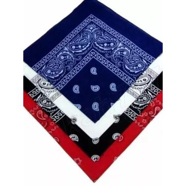 Imagem de Kit 4 Bandanas Preto Vermelha Branco Azul Escuro. Ref:239 - STYLESTORE