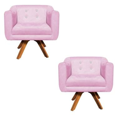 Imagem de Kit 02 Poltronas Giratória Julia Rosa Bebê