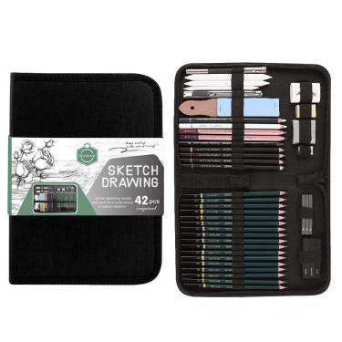 Imagem de Conjunto de desenho de esboço, 35 unidades com lápis de grafite e caderno de desenho