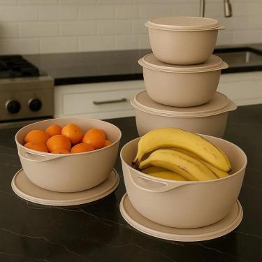 Imagem de 2X Kit 5 Potes Plastico Redondos Bowl Livre Bpa