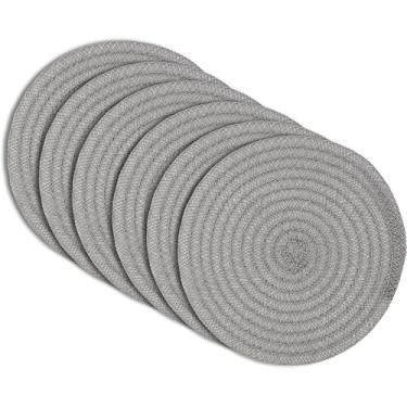 Imagem de Conjunto de 6 tapetes de mesa resistentes ao calor de 38 x 38 cm para 6 unidades de cozinha e sala de jantar, estilo moderno, fácil de limpar, durável e elegante