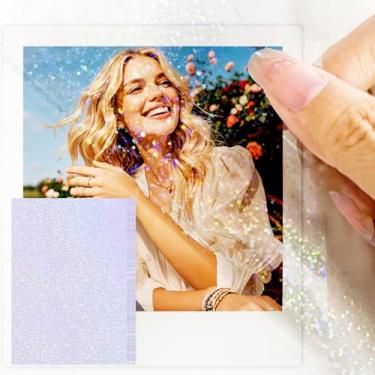 Imagem de 6 folhas de papel adesivo holográfico transparente – Adesivos de vinil autoadesivos à prova d'água para vidro, janela, lembrancinhas de festa de outono (padrões de pontos)