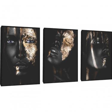 Imagem de Quadro Decorativo Mulher Negra Maquiagem Com Moldura Preto