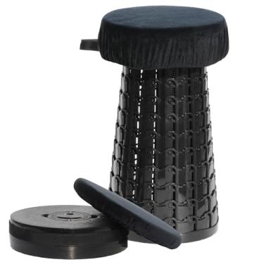 Imagem de ALEVMOOM Banco dobrável atualizado de 50 cm com almofada espessa, banco telescópico dobrável para adultos, peso máximo de 453 kg, cadeira portátil resistente para viagens ao ar livre e acampamento