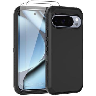 Imagem de Aimoll-88 Capa para Google Pixel 10 Pro XL, com 2 protetores de tela resistente contra quedas, capa protetora resistente à prova de choque para celular para Google Pixel 9 Pro XL (preto)