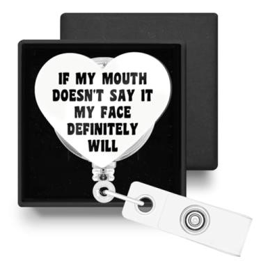 Imagem de Carretel de crachá retrátil engraçado com clipe jacaré, porta-crachá retrátil com clipe jacaré, presentes para enfermeira, professora, trabalhadora de consultório, médico, meu rosto