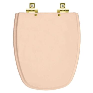 Imagem de Assento Sanitário Com Amortecedor Monte Carlo Rosa Floral Para Vaso Deca Com Ferragem Dourada