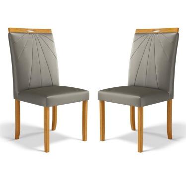 Imagem de Kit Com 2 Cadeiras Maiara Madeira Maciça Estofadas Para Mesa De Jantar Veludo Chumbo 109