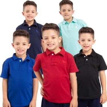 Imagem de Kit 5 camisas polo infantil cores variadas - NoBrand, Kit n5 cores na 