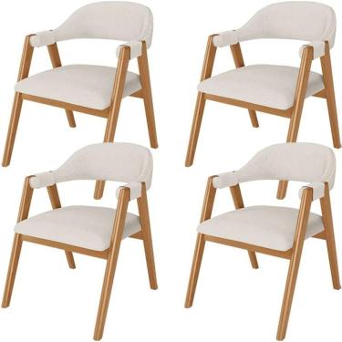 Imagem de Kit 04 Cadeiras De Jantar E Estar Living Estofada Nadja L02 Suede Bege - Gtdnexxus