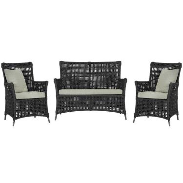 Imagem de Jogo Sofá E 2 Poltronas Igapó Alumínio Preta E3 Trama Preto