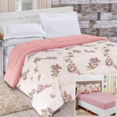 Imagem de Edredom 2,60m x 2,40m + Jogo de Cama Malha Quality King 04 Peças 100% 