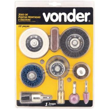 Imagem de Jogo ponta montada e escovas com 10 peças Vonder