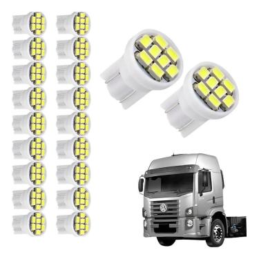 Imagem de Kit 20 Lampada T10 8 Led Branca 24V  Branco 24 Volts
