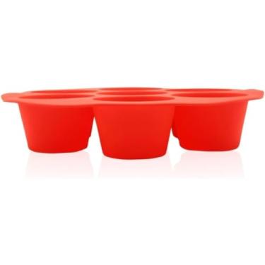 Imagem de Forma de Silicone para Cupcake, 7 Cavidades, Vermelha, Antiaderente, para Air Fryer, 21cm Diâmetro, Resistente a Altas Temperaturas, Ideal para Bolinhos e Sobremesas