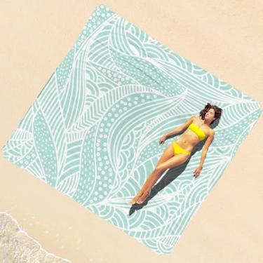 Imagem de Cobertor de praia impermeável à prova de areia 1-7 adulto grande 188 × 203 cm, leve, durável, compacto, livre de areia, extra grande, tapete de praia para viagem, acampamento, caminhada, piquenique