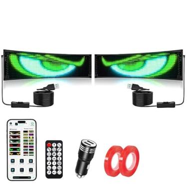 Imagem de Leopacat 2 peças de LED para para-brisas de caminhão, 58,4 x 12,7 cm, luz do diabo, carro, SUV Ideia, olho do diabo, dupla sincronização perfeita, para-brisa, carros, caminhões, aplicativo de matriz