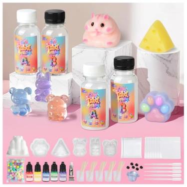 Imagem de GiftmiyHime Taba Squishy Making Kit – Two Different Sets of A+B Silicone (Clear & Translucent) for Beginners to Create Various Squishy Styles