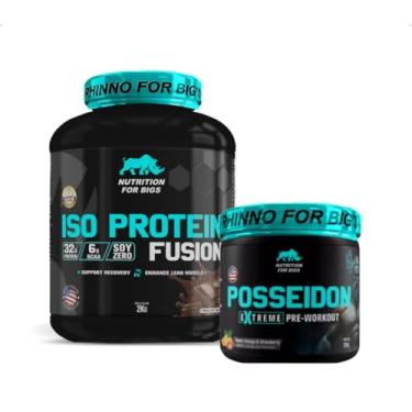Imagem de Kit Iso Protein Fusion Chocolate + Pré Treino Posseidon Nutrition for Bigs (Laranja com Morango)
