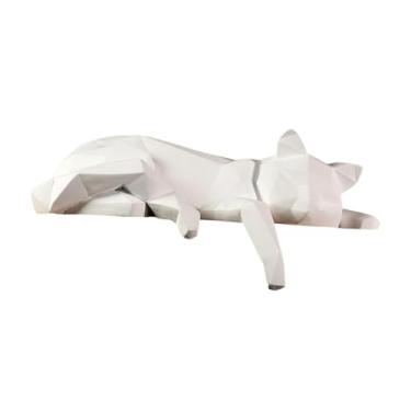 Imagem de MotiveTech Estátua de gato para decoração de estante, escultura de animal em resina, ornamento para centro de mesa, Altura 11 Cm