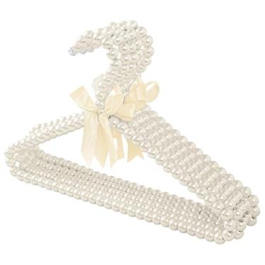 Imagem de Cabides decorativos de pérolas com laço, conjunto de 4 peças para crianças e animais de estimação, 29 x 19 cm, perfeitos para armazenamento e secagem