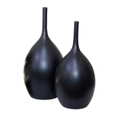 Imagem de Vaso cerâmico decorativo decoração sala de estar cozinha prateleira completa mesa central(DUPLA YA PRETO LISO)