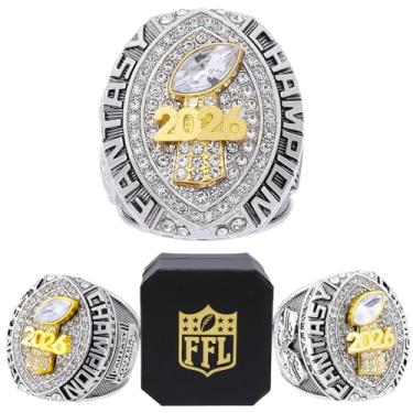 Imagem de noblehead Anel Campeonato de Futebol de Fantasia 2026 Heavy FFL Champion Troféu Anel Troféu para Vencedor da Liga de Futebol Fantástico (tamanho 11)