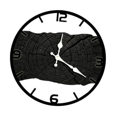 Imagem de Generic Relógio de parede silencioso para decoração de quarto vintage, relógio de anel anual decorativo para quarto, escritório e sala de estar, Preto