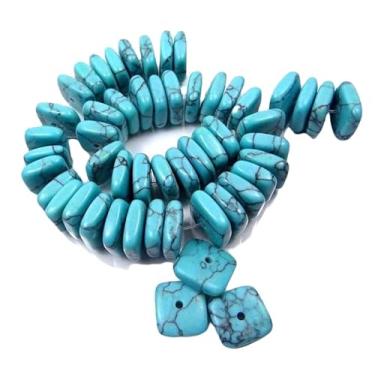 Imagem de Lady Works Fio de pedra natural turquesa azul de 33 cm, contas lisas quadradas heishi de 12 x 4 mm para fazer joias DIY | Beads_01039