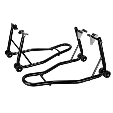 Imagem de Cavalete de Suspensão Lateral TCV10 The Black Tools – Universal para Motos Roda Traseira e Dianteira, Aço Reforçado, 500kg, Rodas 72mm