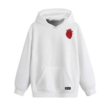 Imagem de Blusão Moletom Canguru Coração Infantil Personalizado com Capuz e Bolso-Unissex