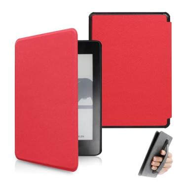 Imagem de Yzlvigrous Capa de Padrão Cruzado para o Kindle Paperwhite 11ª Geração 2021, Tampa Ultra Slim PU 6,8 Polegada com Sono Automático e Despertar, Design de Correia Manual, Modelo: M2L3EK/M2L4EK