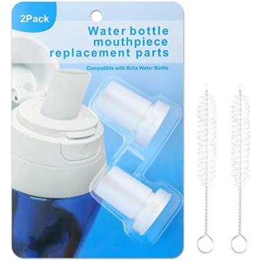 Imagem de Substituição de válvula de mordida compatível com filtro de garrafa de água Brita, 2 peças de substituição de bocal de garrafa de água de silicone com 2 peças de escovas para Brita (branco)