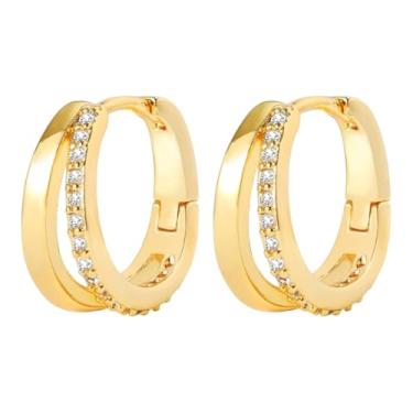 Imagem de Brincos de argola abertos grossos, design de círculo duplo hipoalergênico leve em ouro e prata