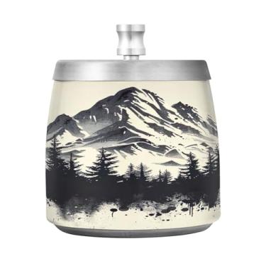 Imagem de SEHANY Cinzeiro Majestic Mountain Peak com tampa para cigarros, à prova de vento, sem fumaça, aço inoxidável, cinzeiros para uso interno e externo, grande, inodoro, para fumantes, decoração de