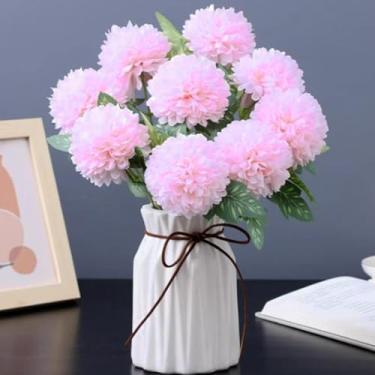 Imagem de 1 buquê de flores artificiais de hortênsia para decoração de quarto de casa, decoração de casamento, vasos artesanais, arranjos de flores, 6 hastes (rosa escuro)