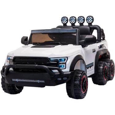 Imagem de Mini Caminhonete Picape 6 Rodas Carro Elétrico Infantil Bateria 12V Branca Importway Bw-239br