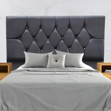Imagem de Cabeceira De Cama Box King 195 Cm Analu Com Frame Suede Cinza Escuro