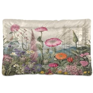 Imagem de SEHANY Cama para cães e gatos com flores silvestres coloridas com fundo antiderrapante, cama de canil, colchão macio para animais de estimação, lavável para cães pequenos, médios e grandes, gatos, 91
