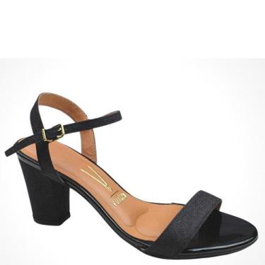 Imagem de Sandália Feminina Salto Médio Grosso Festa Vizzano 6262.474, Preto gli