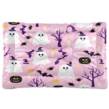 Imagem de SEHANY Cama de cachorro fantasma Halloween Boo Cama de gato com fundo antiderrapante, cama de canil, colchão macio para animais de estimação, lavável para cães pequenos, médios e grandes, gatos, 61 x
