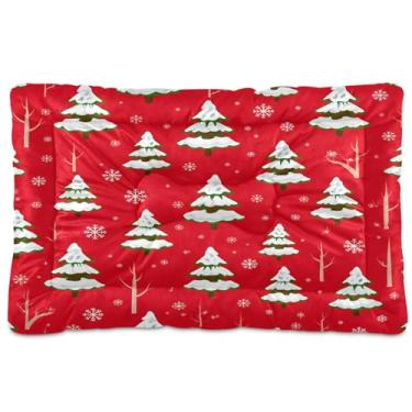 Imagem de SEHANY Cama de árvore de Natal em aquarela para cães e gatos com fundo antiderrapante, caixa de canil, colchão macio para animais de estimação, lavável para cães pequenos, médios e grandes, gatos, 61