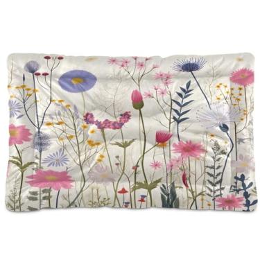 Imagem de SEHANY Cama para cães e gatos com flores silvestres coloridas com fundo antiderrapante, cama de canil, colchão macio para animais de estimação, lavável para cães pequenos, médios e grandes, gatos, 91