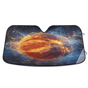 Imagem de Blueangle Para-brisa de carro de bombeiro de água de basquete protetor solar para carros - proteção UV dobrável, ajuste universal 139.7 cm x 70.1 cm protetor de para-brisa frontal (547)